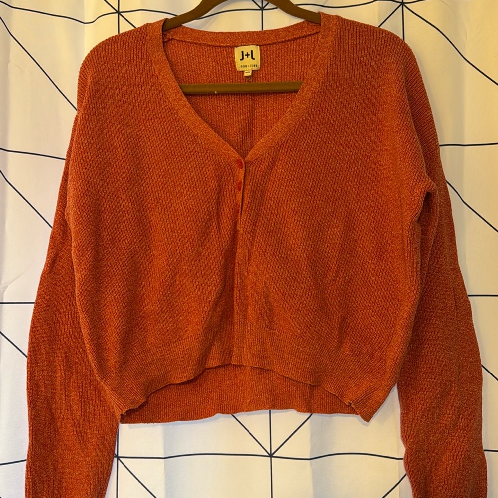 John + Jenn Henley pullover Sweater cardigan sz M spacedye heathered cropped